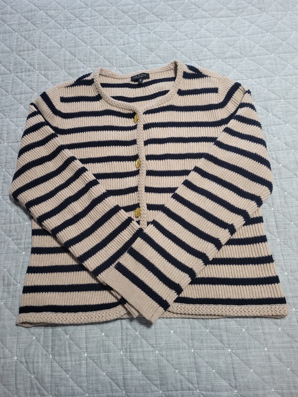 NWOT Rag & Bone Nancy Stripe Merino Wool Blend Cardigan - Picture 3 of 6
